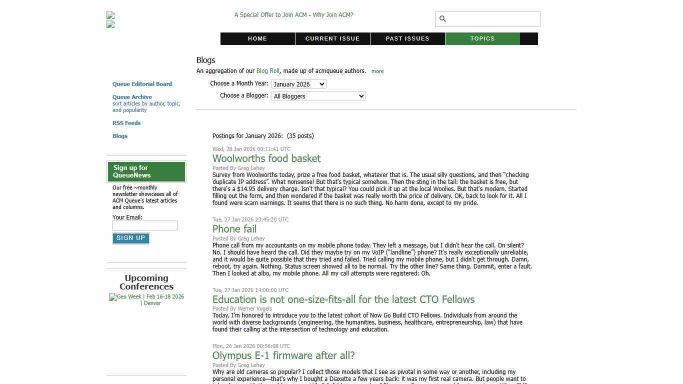 Blogs January 2026 - ACM Queue